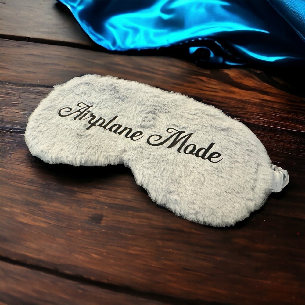 NEW Airplane Mode Plush Sleep Mask Travel Eye Mask Gray - Picture 2 of 7